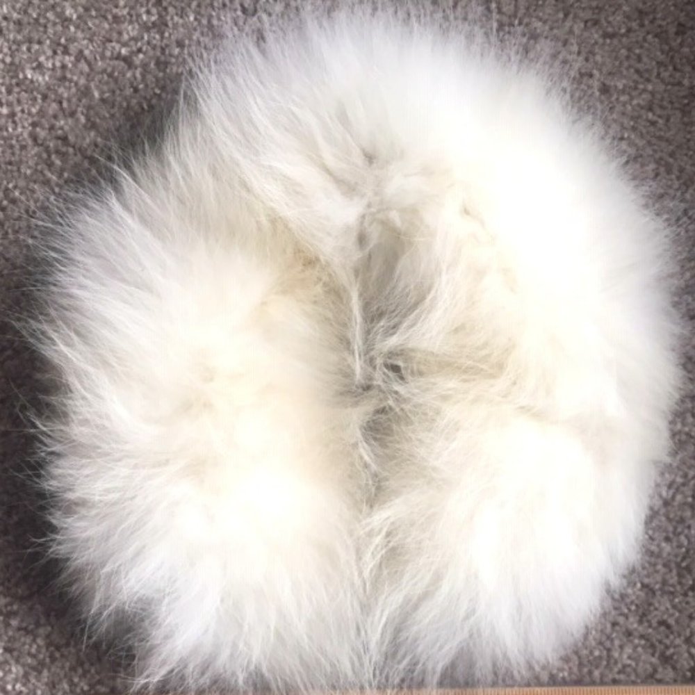 Vtg 50s White Genuine Fur Collar Neck Warmer Satin Back Hook Closure Removable